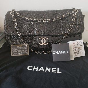 ❌SOLD❌CHANEL Flap Black Patent Jumbo Shoulder Bag